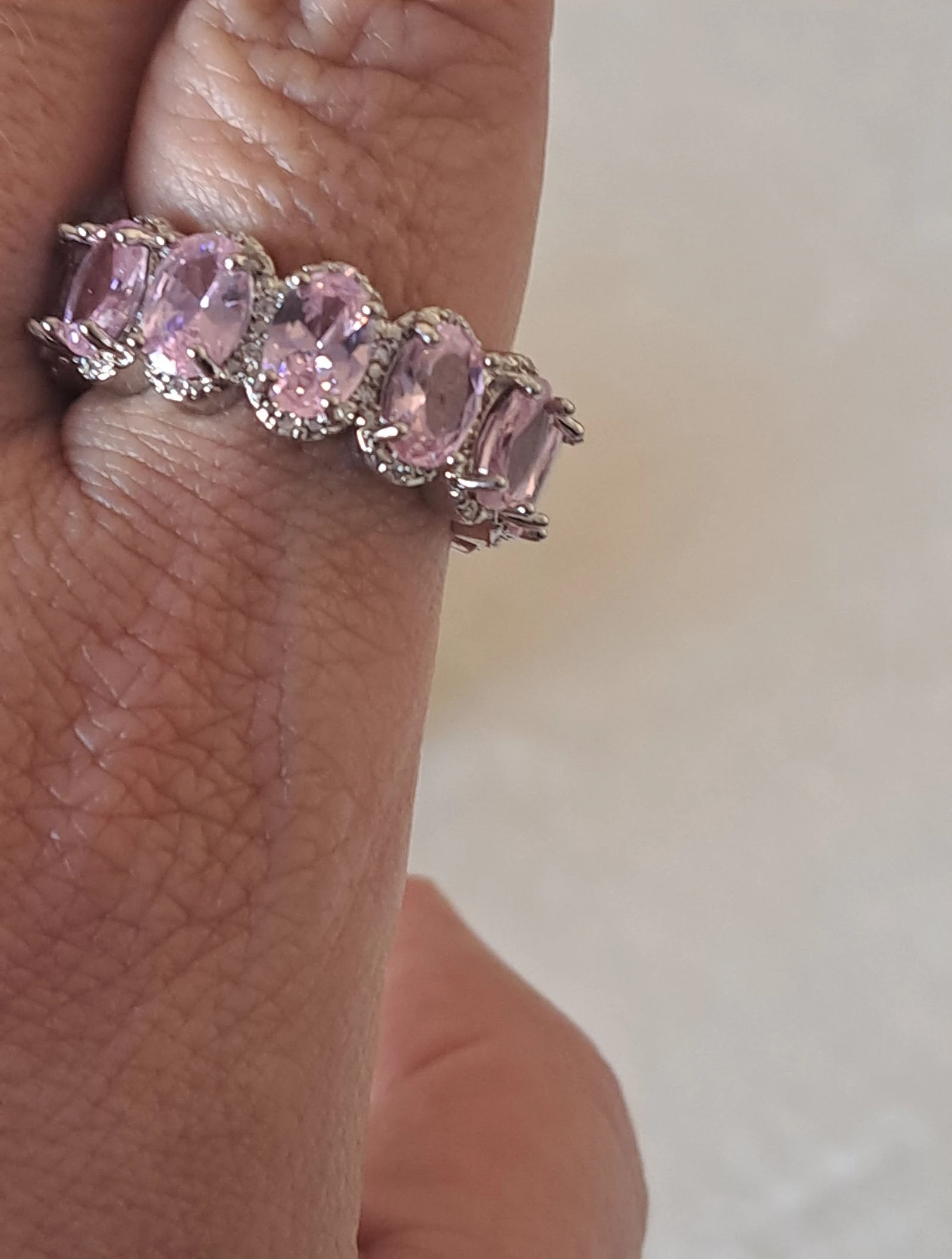 Quiet Luxury Pink Jewelry Set • Ring + Earrings • Silver Stainless Steel • Sparkling CZ – photo 7